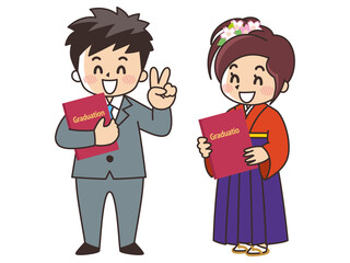 卒業証書を持った卒業生　卒業証書授与式