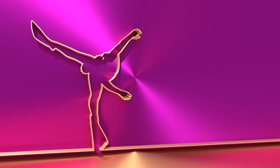 Silhouette of diver. Icon diver. The concept of sport diving. Thin line style. 3D rendering.