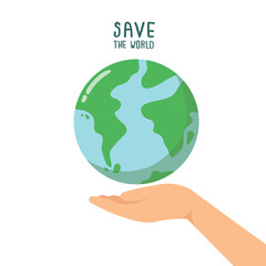 save the planet, hand holding the world, ecology earth day concept.
