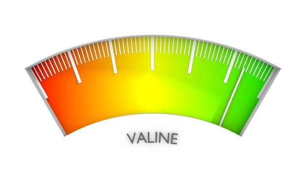 Gradient scale. Valine level measuring device icon. Sign tachometer, speedometer, indicators. Infographic gauge element. 3D rendering.