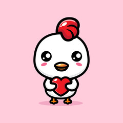 vector design of cute cartoon animal chicken hugging love