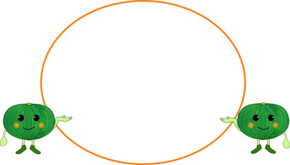 コピースペースと可愛いカボチャのキャラクター