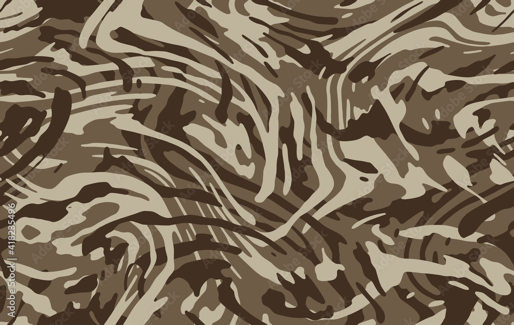 Sticker camo texture for army clothing. zebra stylish safari camo background. soldier sand brown and beige c