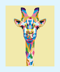 Abstract geometric head of giraffe.colorful with wpap style.vector eps10-editable