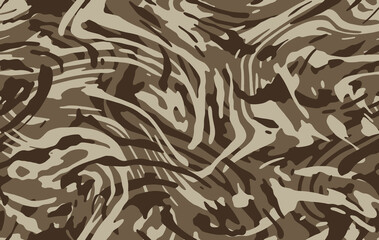 Camo texture for army clothing. Zebra stylish safari camo background. Soldier sand brown and beige camouflaging seamless pattern. Military textile for print. Vector wallpaper © Юрий Парменов