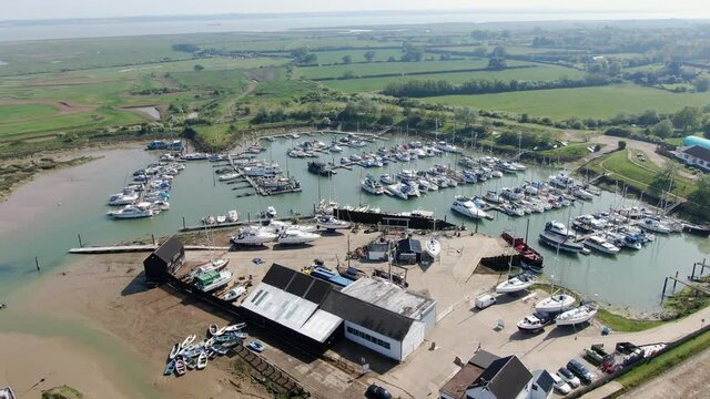 Tollesbury Marina Essex UK Aerial Footage 4K