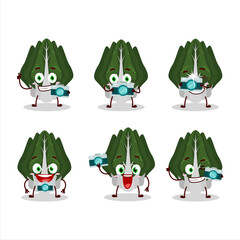 Photographer profession emoticon with swiss chard cartoon character