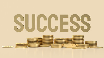 The success gold text for business content background 3d rendering