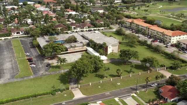 Aerial drone orbit video Temple Beth El Hollywood FL