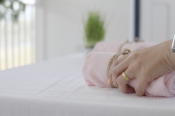 Spa accessories,Beautiful composition of spa , spa relax concept,  herbs for massage, beautiful sap...