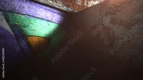 Dark Alleyway Of City With Grunge Wall Of Building Wall Mural Wallpaper Murals Michelangelo Artwork