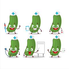 Doctor profession emoticon with zucchini cartoon character