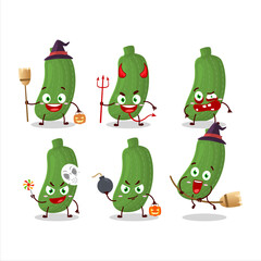 Halloween expression emoticons with cartoon character of zucchini