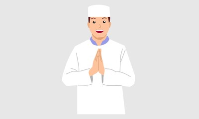 Happy Ied Fitr Character. Vector flat illustration