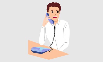 Customer service operator support, Vector flat illustration business