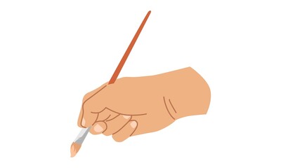 Hand holding a paintbrush. Vector flat illustration