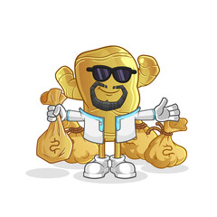 Naklejka premium ginger rich arabian mascot. cartoon vector