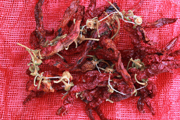 red hot chilies with red background 