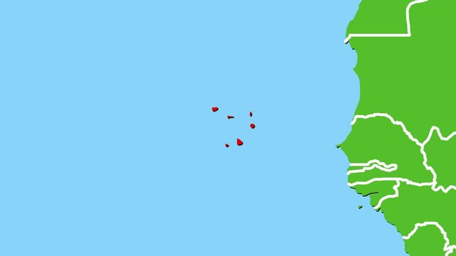 カーボベルデの位置がアップになって赤く表示されます。ヨーロッパ中心地図