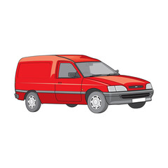 Obraz na płótnie Canvas Vector illustration of moving delivery van isolated on a white background