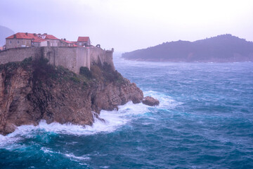 Fototapeta na wymiar Sea landscape of medieval town in Dubrovnik Croatia