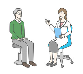 女性医師とシニア男性