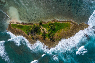 An aerial view on the Cayo Levantado islet near Las Galeras village in Dominican Republic