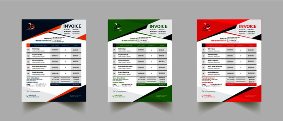 Creative Corporate Business Invoice design template vector illustration bill form price invoice. business stationery design payment agreement design.