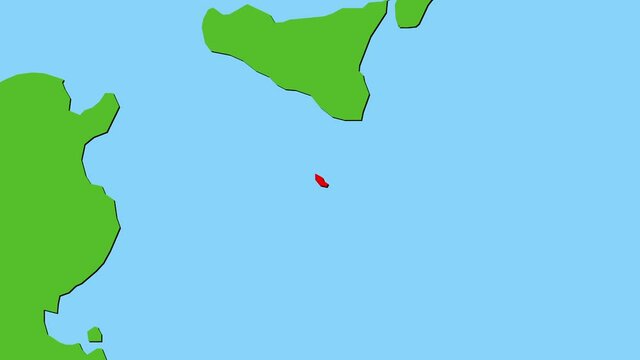 マルタの位置がアップになって赤く表示されます。ヨーロッパ中心地図