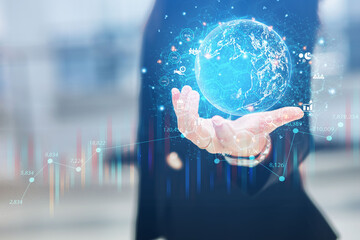 Business women develop business information systems that connect to online networks Provides an investment plan for the connection between corporate and company information. Technological concept © Treecha