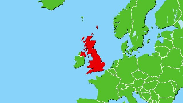 イギリスの位置がアップになって赤く表示されます。ヨーロッパ中心地図