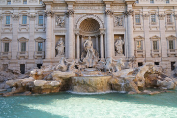 Naklejka na ściany i meble Fontana di Trevi Fountain, iconic sculpted rococo fountain, famous landmark, Rome, Italy