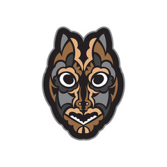 Maori or Samoan style mask. Polynesian style tiki. Good for a tattoo. Isolated. Vector illustration