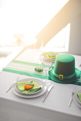 Beautiful table setting for St. Patrick's Day celebration