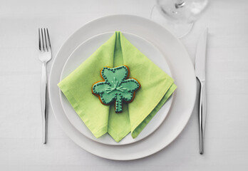 Beautiful table setting for St. Patrick's Day celebration