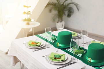 Table set for St. Patrick's Day celebration