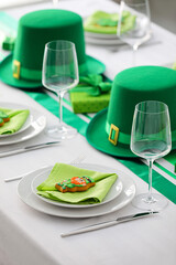 Beautiful table setting for St. Patrick's Day celebration