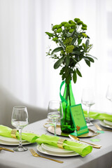 Beautiful table setting for St. Patrick's Day celebration