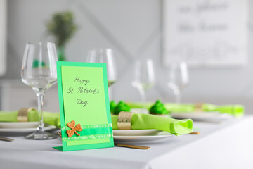Beautiful table setting for St. Patrick's Day celebration