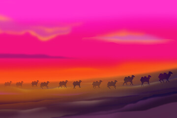 シルクロード・キャラバン　silk road image art