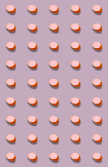 Vertical pattern with a sliced sausage. Grocery background.