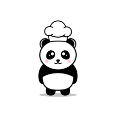 cute panda wearing a chef hat design mascot kawaii