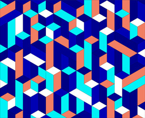Geometric abstract background with colorful 3d blocks. Vector illustration.