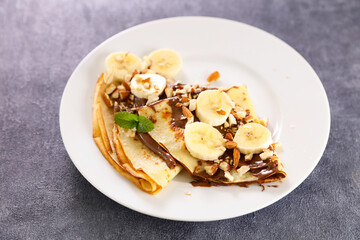 crepe with banana and chocolate