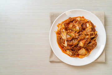 stir-fried pork with Korean spicy paste and kimchi