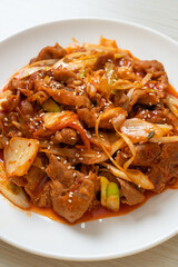 stir-fried pork with Korean spicy paste and kimchi