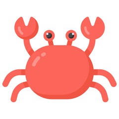 
Crab in flat style icon, beach animal 

