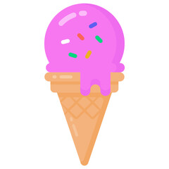 
Ice cream in flat style icon, dairy product 

