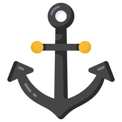 
Anchor in flat style icon, pirate tool 

