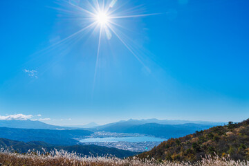 2020,10,25高ボッチ山より富士山、南アルプス方面を望む
